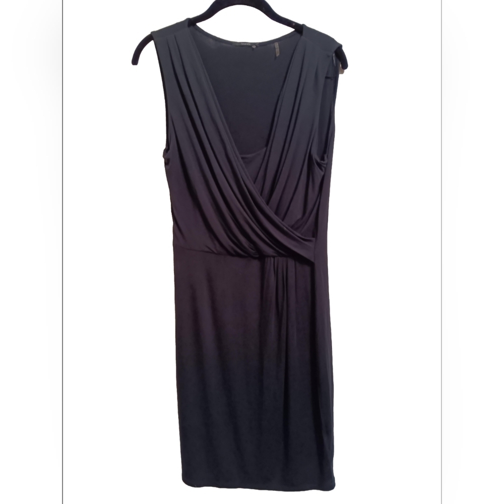 Tahari Black Sleeveless Plunge Sheath Dress